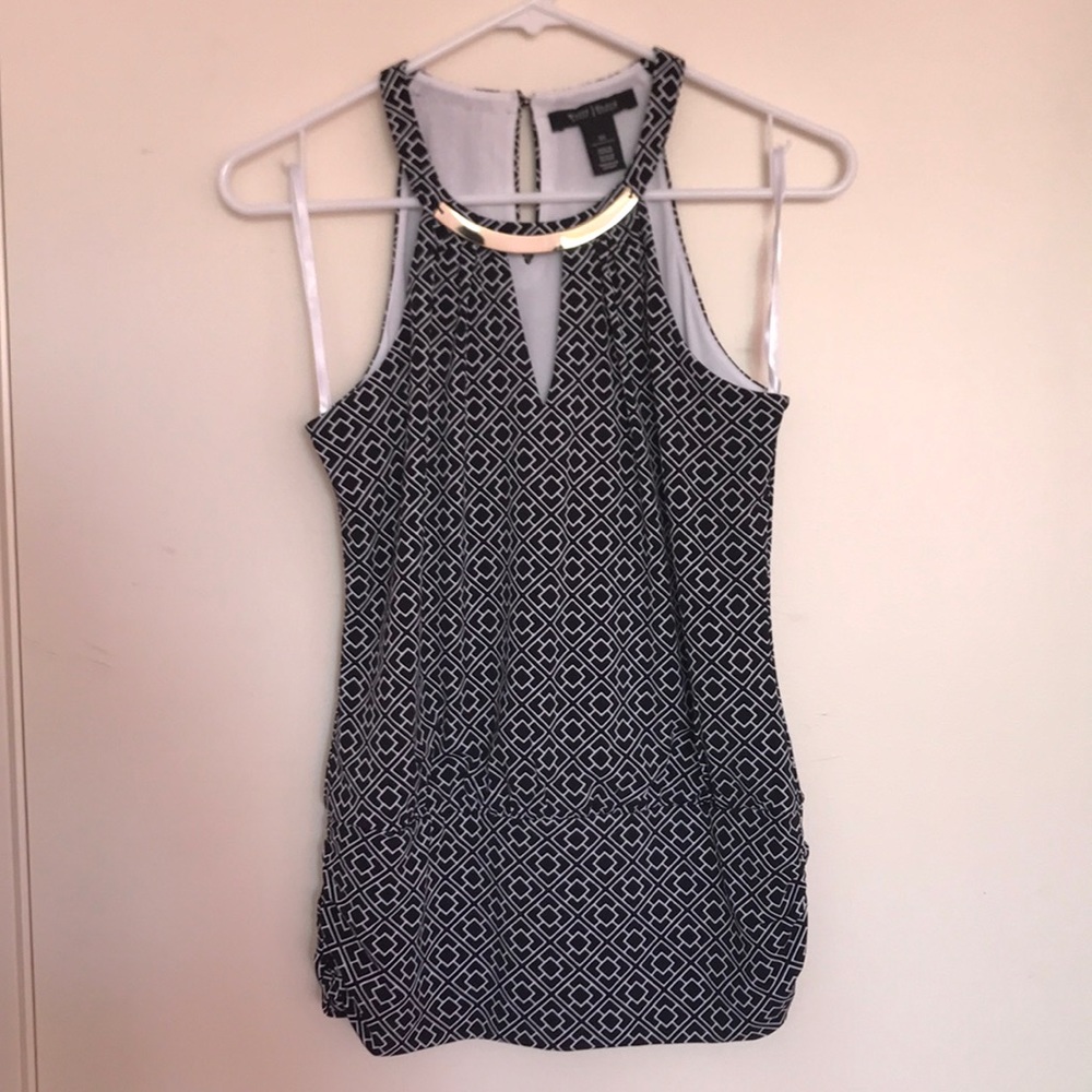 B&W Halter Top with Metal Neck Piece (XS)